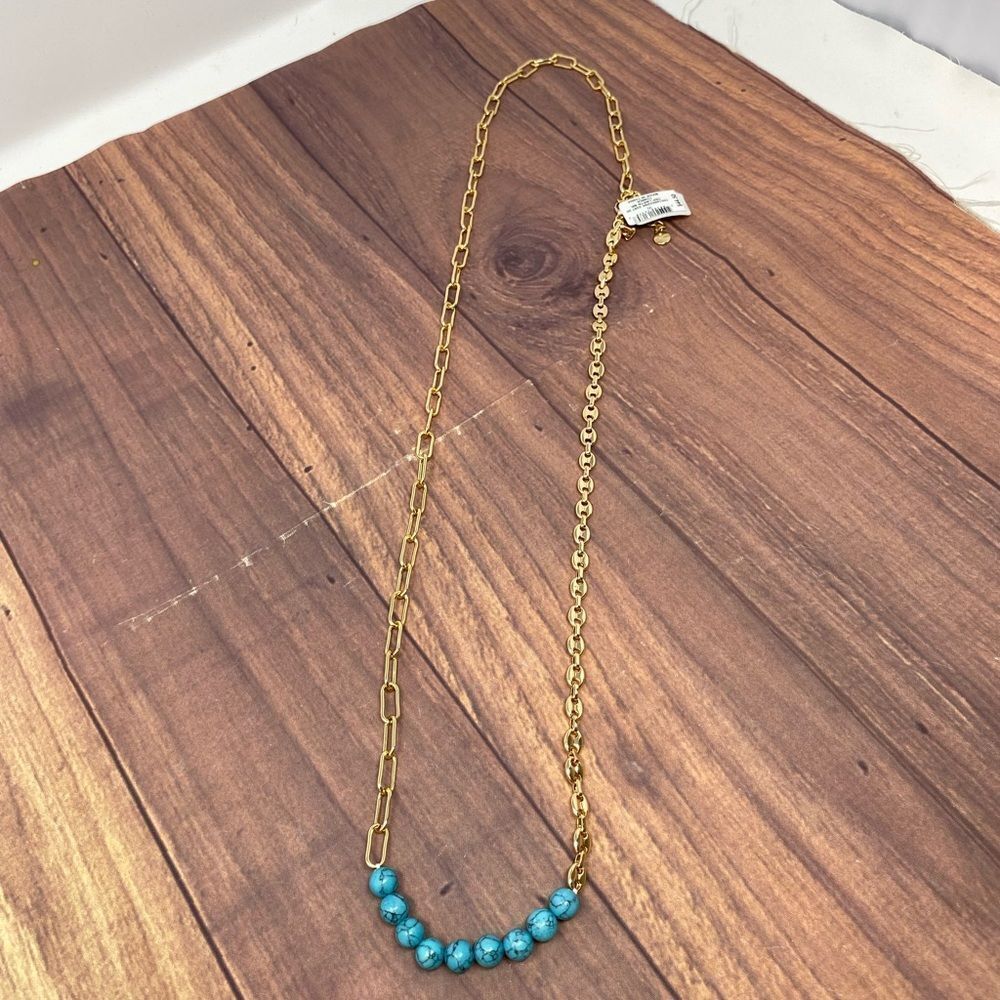 ALFANI GOLD AND BLUE BEAD NECKLACE AA05